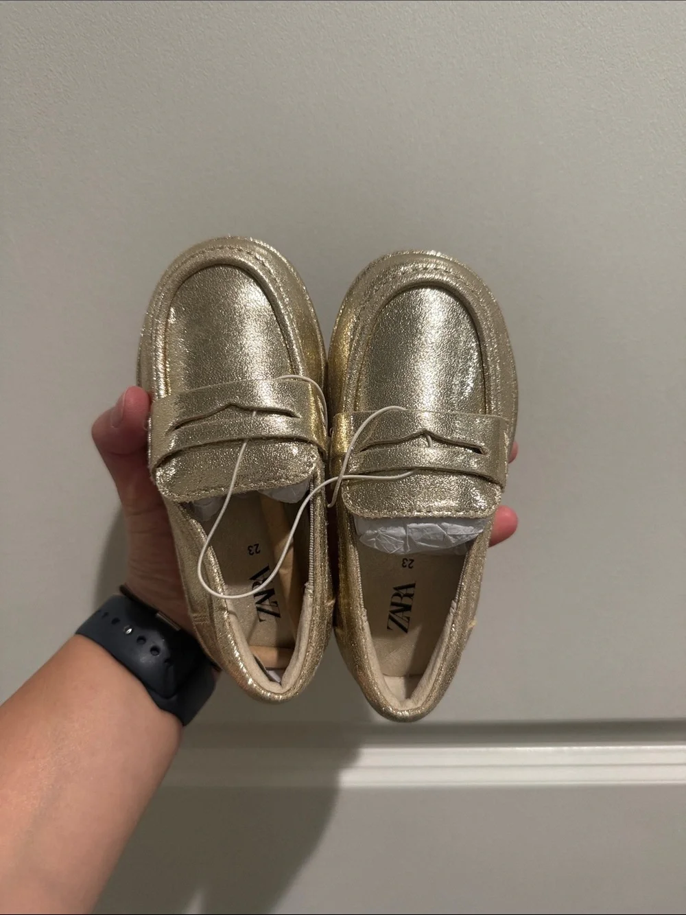ZARA Kids Metallic Gold Slip-On Loafers